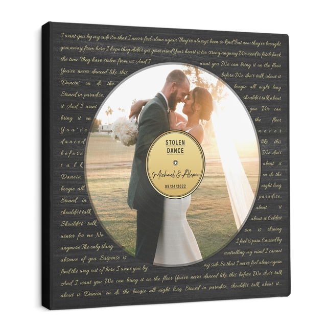 Custom Song Name And Text, Customizable Black & White Photo, Canvas Wall Art