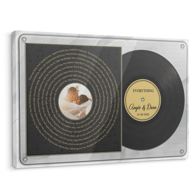 Custom Song Lyrics, Customizable Text And Photo, Vinyl Records Albums, Canvas Wall Art