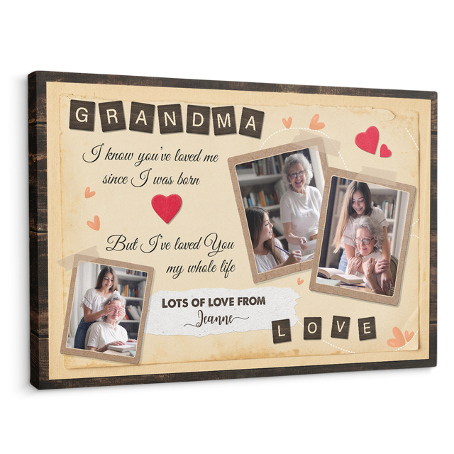 Grandma, Always Love You, Custom Photo, Customizable Name And Text Canvas Wall Art