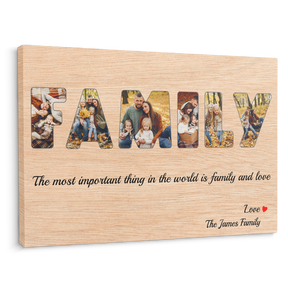 Family Custom Photo - Customizable Light Wood Background Canvas