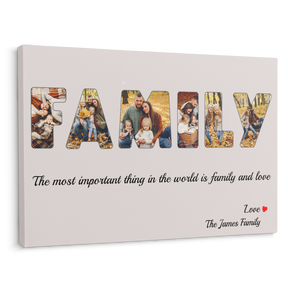 Family Custom Photo - Customizable Light Grey Background Canvas