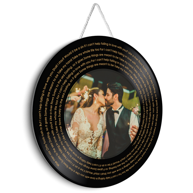 Custom Song Lyrics And Photo, Round Wood Sign