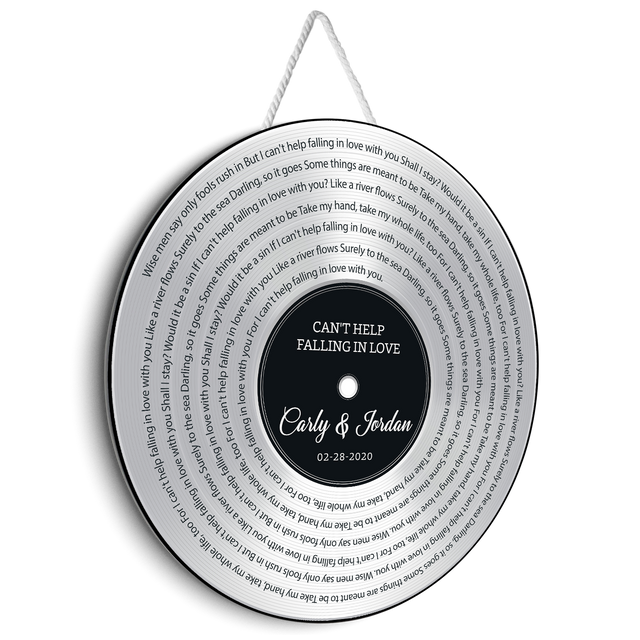 Custom Song Lyrics, Customizable Song Name And Text, Vinyl Record, Silver Style, Round Wood Sign