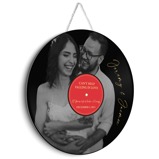 Custom Round Wood Sign, Custom Black & White Photo, Customizable Song Name And Text