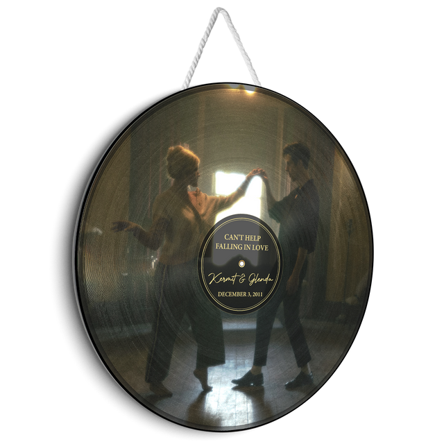Custom Round Wood Sign, Customizable Photo And Text, Vinyl Record