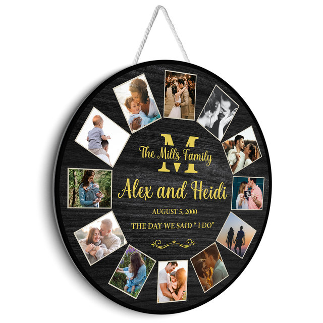 Custom Round Sign, Customizable Photo And Text, Monogram Family Name