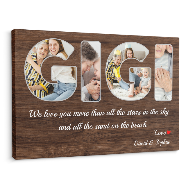 GIGI Custom Photo - Customizable Dark Wood Background Canvas