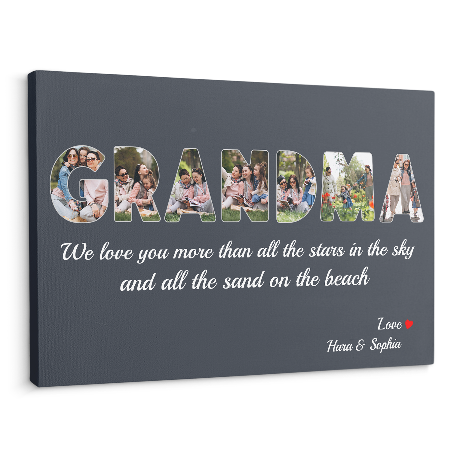 Grandma Custom Photo - Customizable Navy Vintage Background Canvas