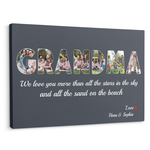 Grandma Custom Photo - Customizable Navy Vintage Background Canvas