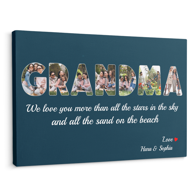 Grandma Custom Photo - Customizable Blue Whale Background Canvas