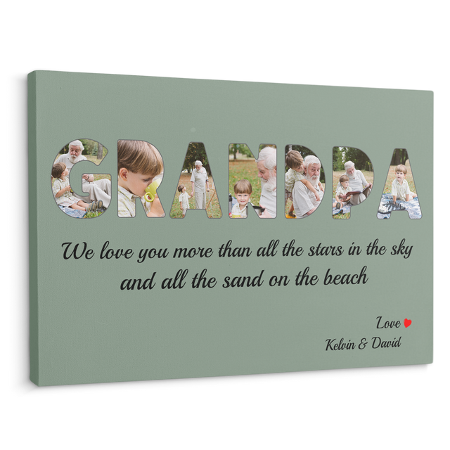 Grandpa Custom Photo - Customizable Vintage Green Background Canvas
