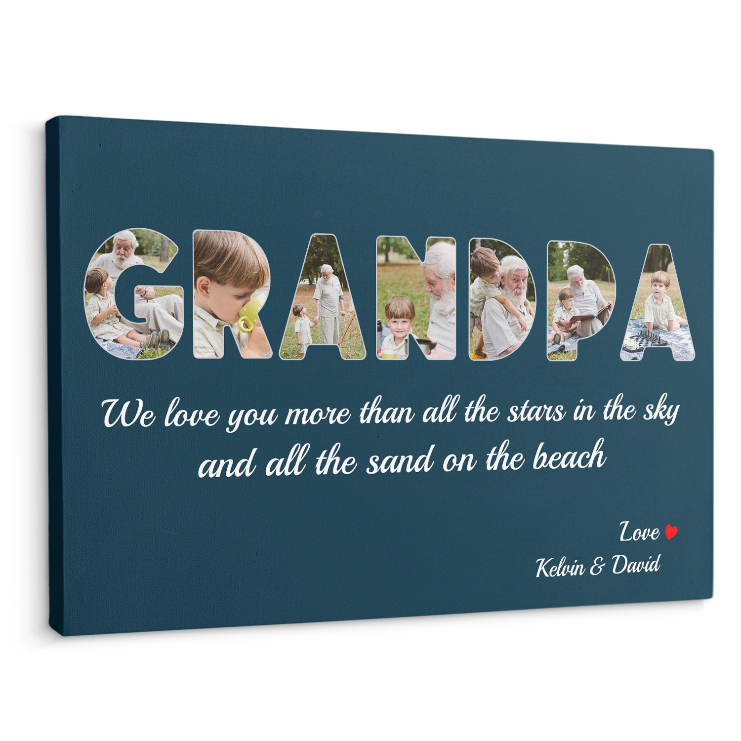 Grandpa Custom Photo - Customizable Blue Whale Background Canvas