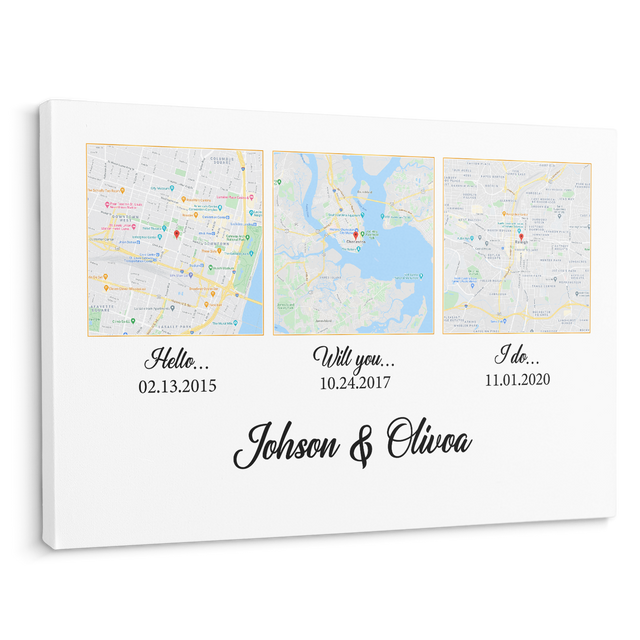 Hello Will You I Do Custom Map And Text Squares Art White Background