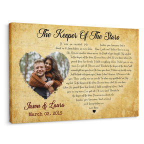 Custom Song Lyrics, Heart Shape, Upload Photo, Custom Name And Song Name, Canvas Wall Art