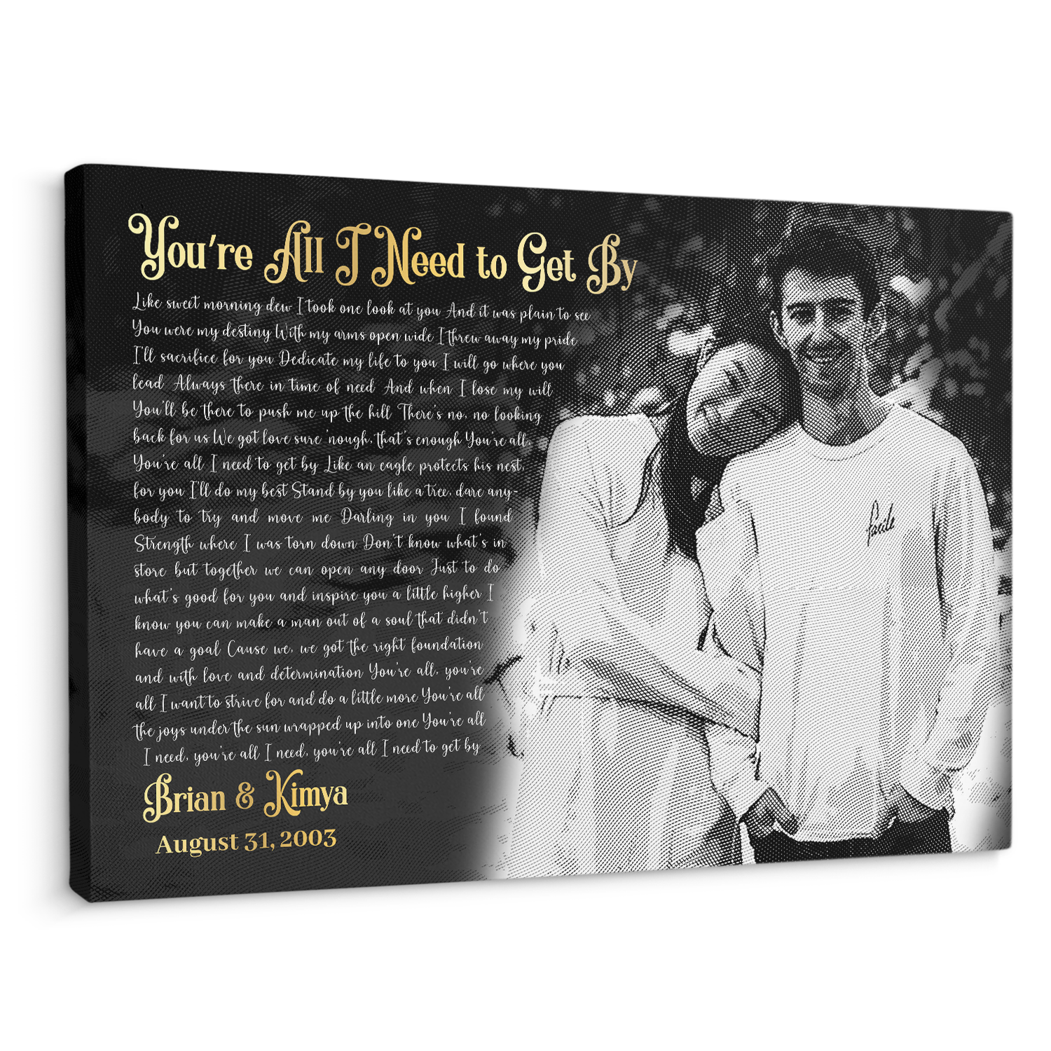 Custom Song Lyrics, Custom Photo Money Engraved - Light, Canvas Wall Art