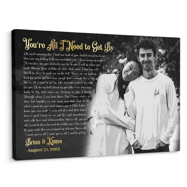 Custom Song Lyrics, Custom Photo Money Engraved - Light, Canvas Wall Art