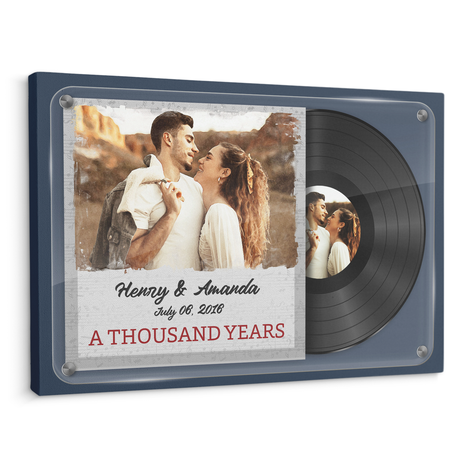 Custom Photo, Customizable Name And Date, Canvas Wall Art, Vinyl Record