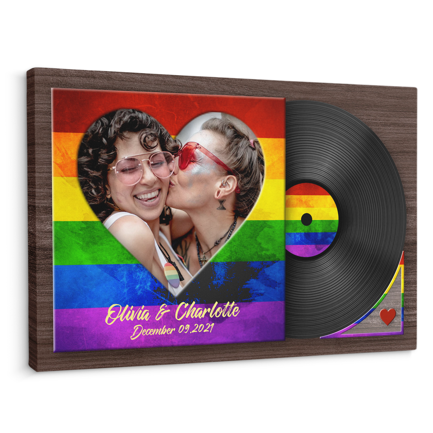 Custom Photo, Vinyl Record, Customizable Name And Date, Canvas Wall Art
