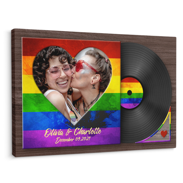 Custom Photo, Vinyl Record, Customizable Name And Date, Canvas Wall Art