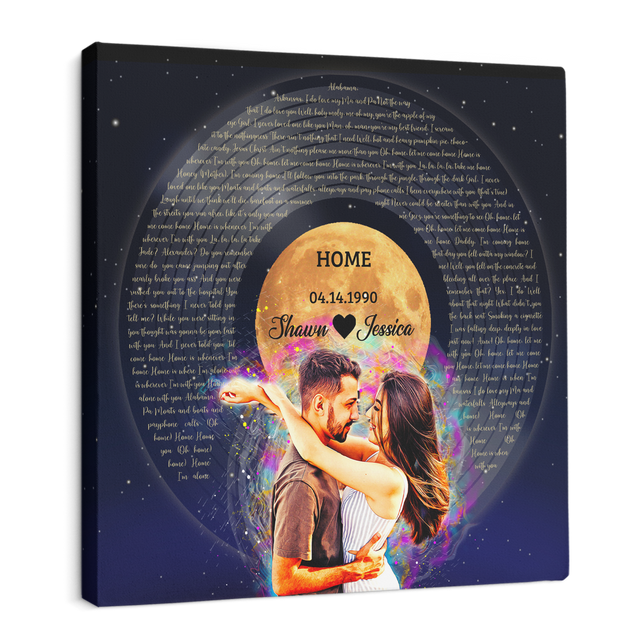 Custom Song Lyrics, Portrait From Photo, Star Wave Style, Customizable Song Name And Text, Canvas Wall Art