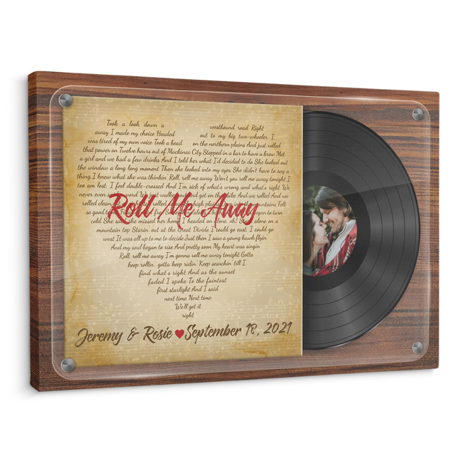 Custom Song Lyrics, Vinyl Record, Heart Shape, Custom Name And Photo, Canvas Wall Art