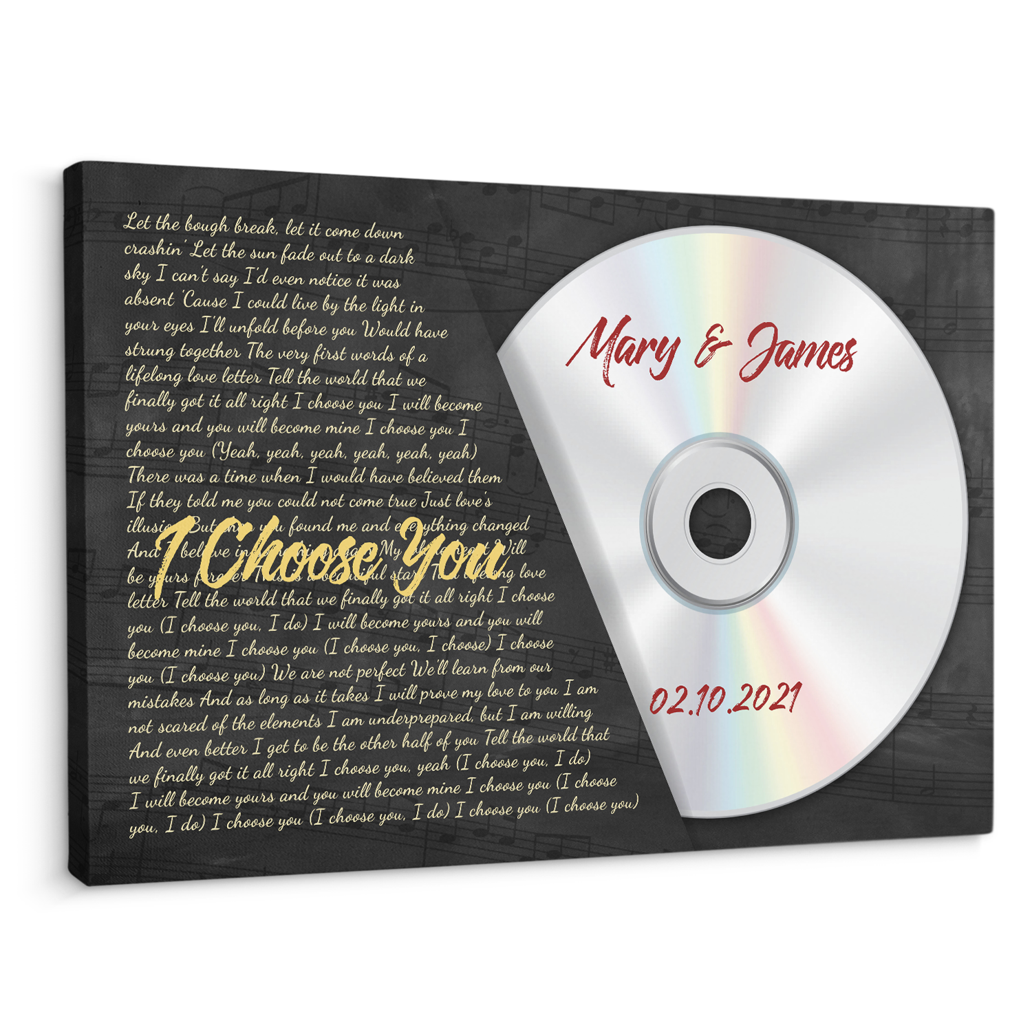 Custom Song Lyrics, Customizable Name, Date, Song Name, CD Albums, Canvas Wall Art