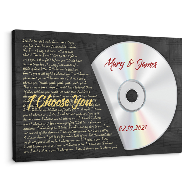 Custom Song Lyrics, Customizable Name, Date, Song Name, CD Albums, Canvas Wall Art