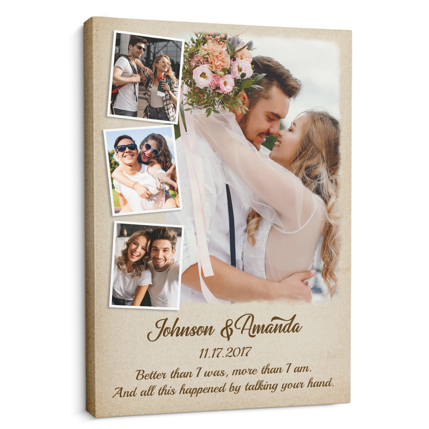 Custom Photo, Customizable Name And Text, Gift For Couple, Canvas Wall Art