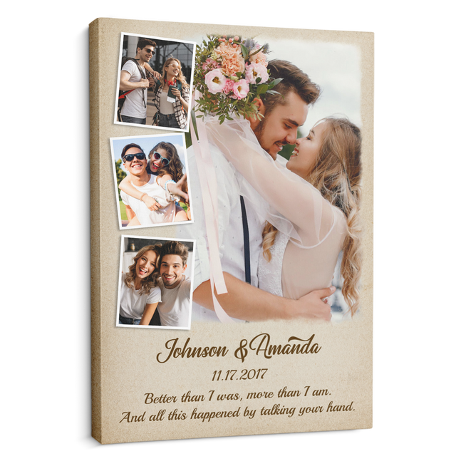 Custom Photo, Customizable Name And Text, Gift For Couple, Canvas Wall Art