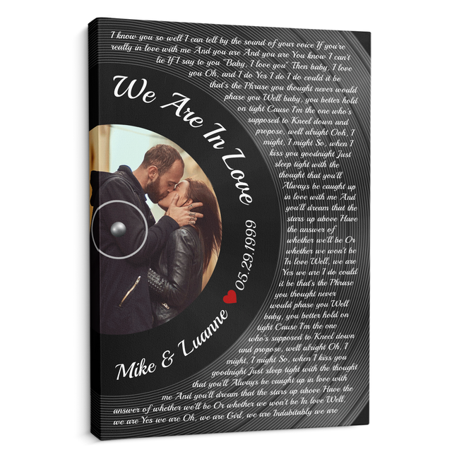Custom Song Lyrics, Upload Photo And Customizable Text, Half Vinyl Record, Canvas Wall Art