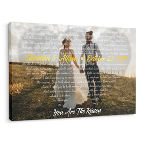 Custom Song Lyrics And Upload Photo, 2 Hearts Art Canvas