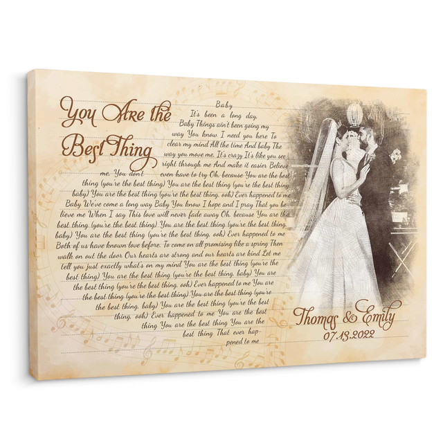 Custom Photo Name Date Heart Song Lyrics Canvas