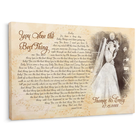 Custom Photo Name Date Heart Song Lyrics Canvas