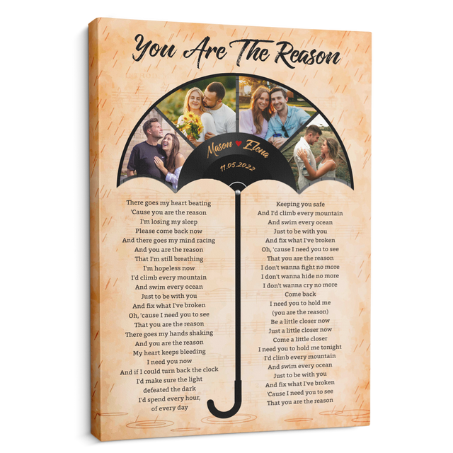 Custom Photo Name Date Umbrella Song Lyrics Canvas