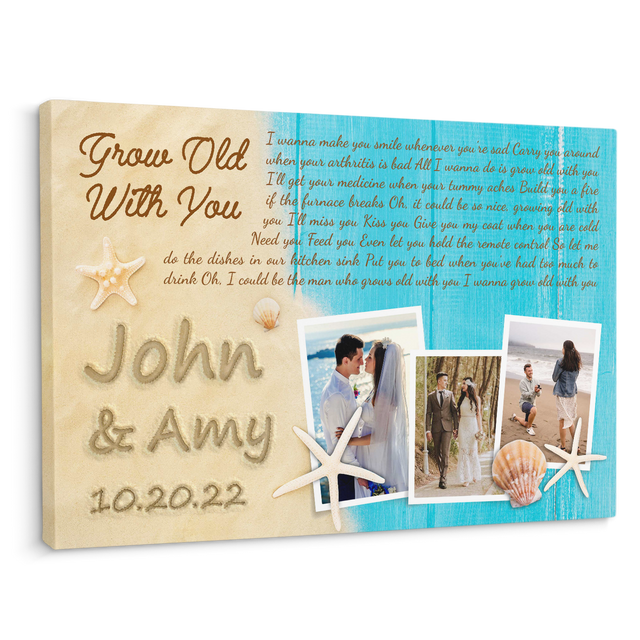 Custom Photo Name Date Beach Love Song Lyrics Canvas