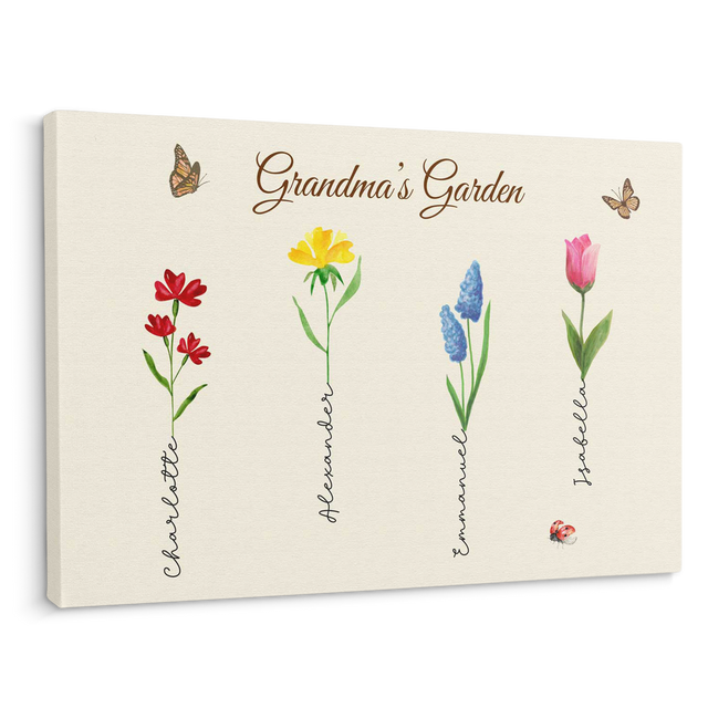 Grandma’s Garden Custom Kids Name Canvas Prints