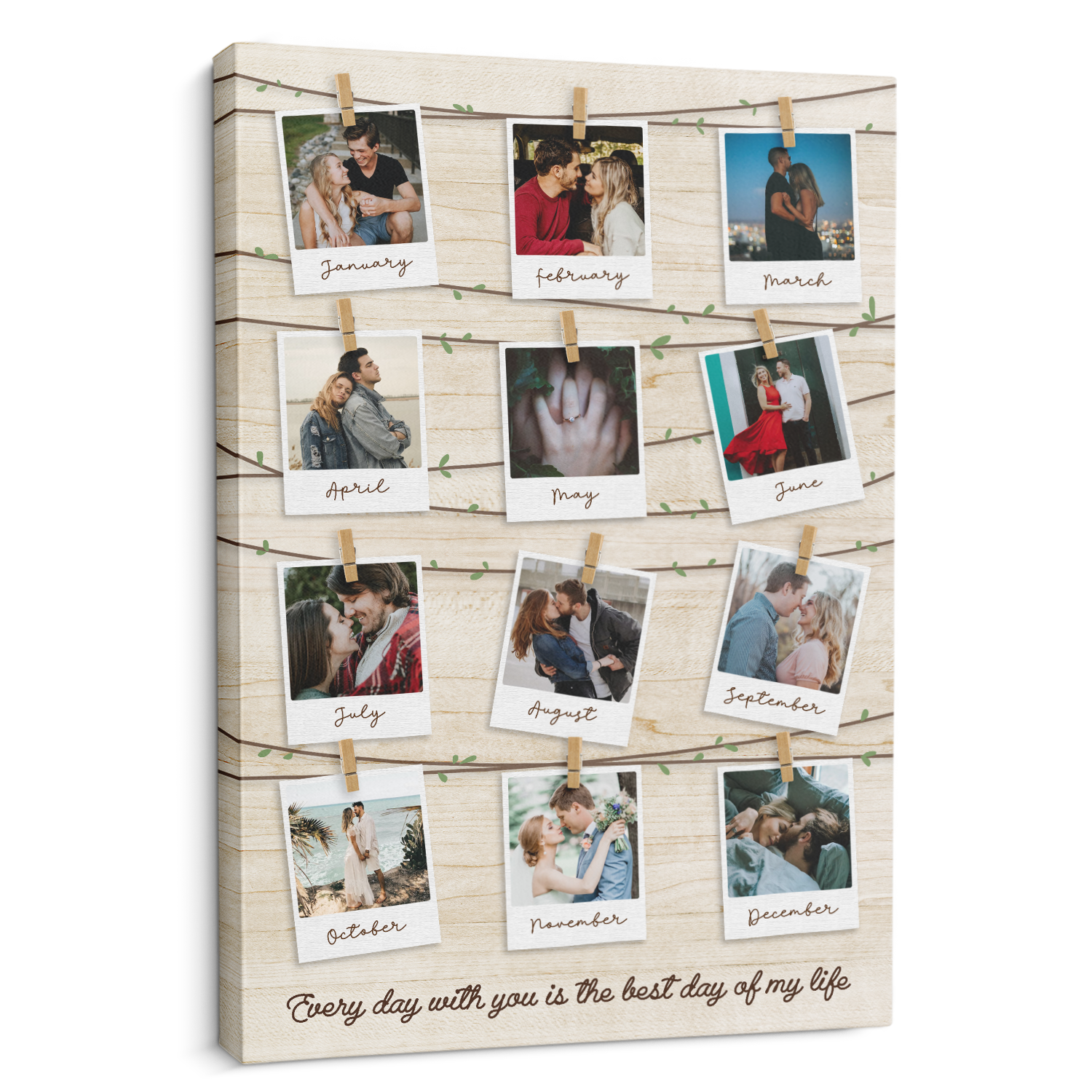 Custom Photo Message, Polaroid Collage Canvas Wall Art