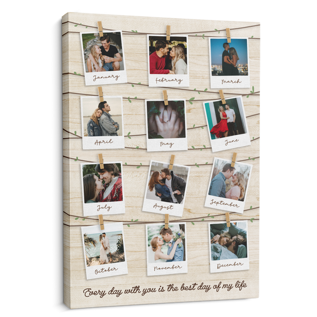 Custom Photo Message, Polaroid Collage Canvas Wall Art