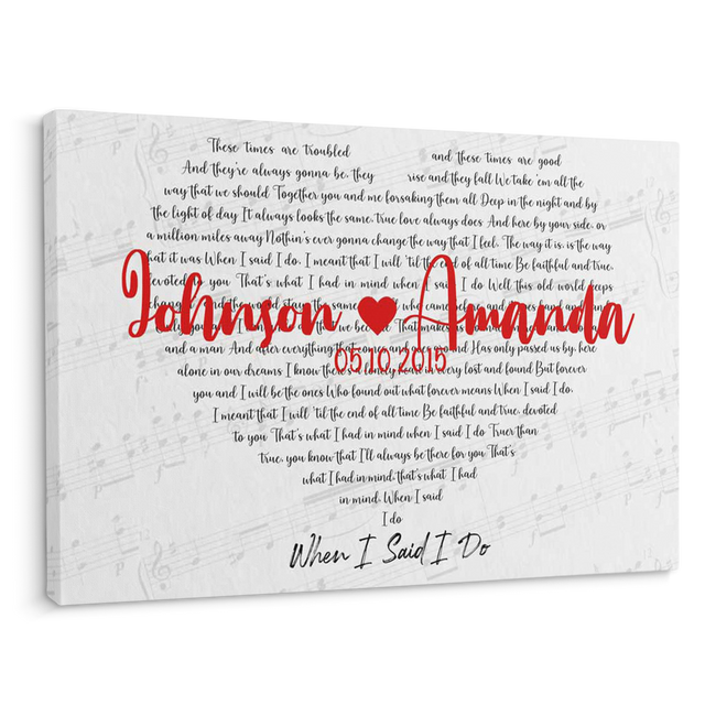 Custom Heart Style, Song Lyrics Canvas