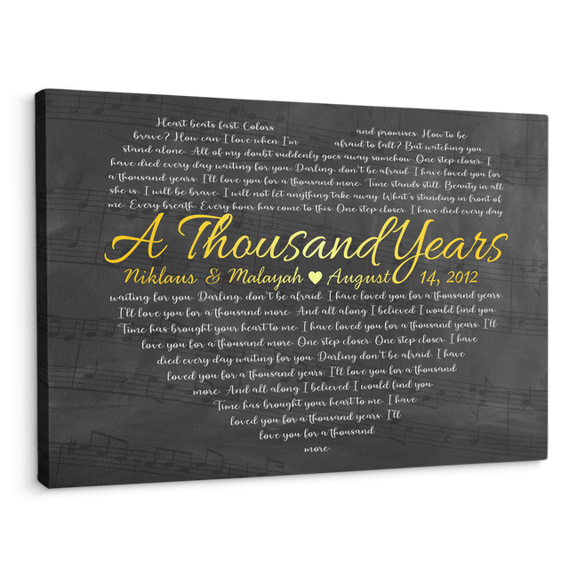 Custom Song Lyrics Heart Shape, Customizable Song Name And Text Canvas