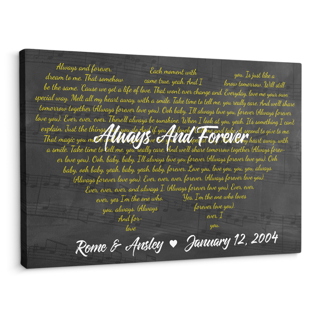 Custom Song Lyric 2 Heart Shape, Customizable Song Name And Text Canvas