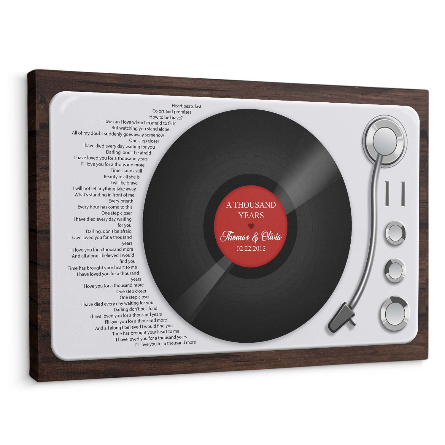 Custom Song Lyrics, Customizable Name And Date, LP Player Canvas Wall Art