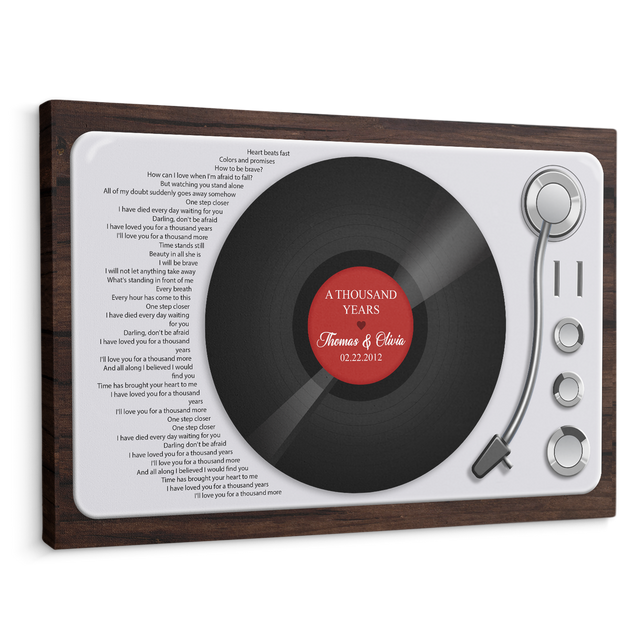 Custom Song Lyrics, Customizable Name And Date, LP Player Canvas Wall Art
