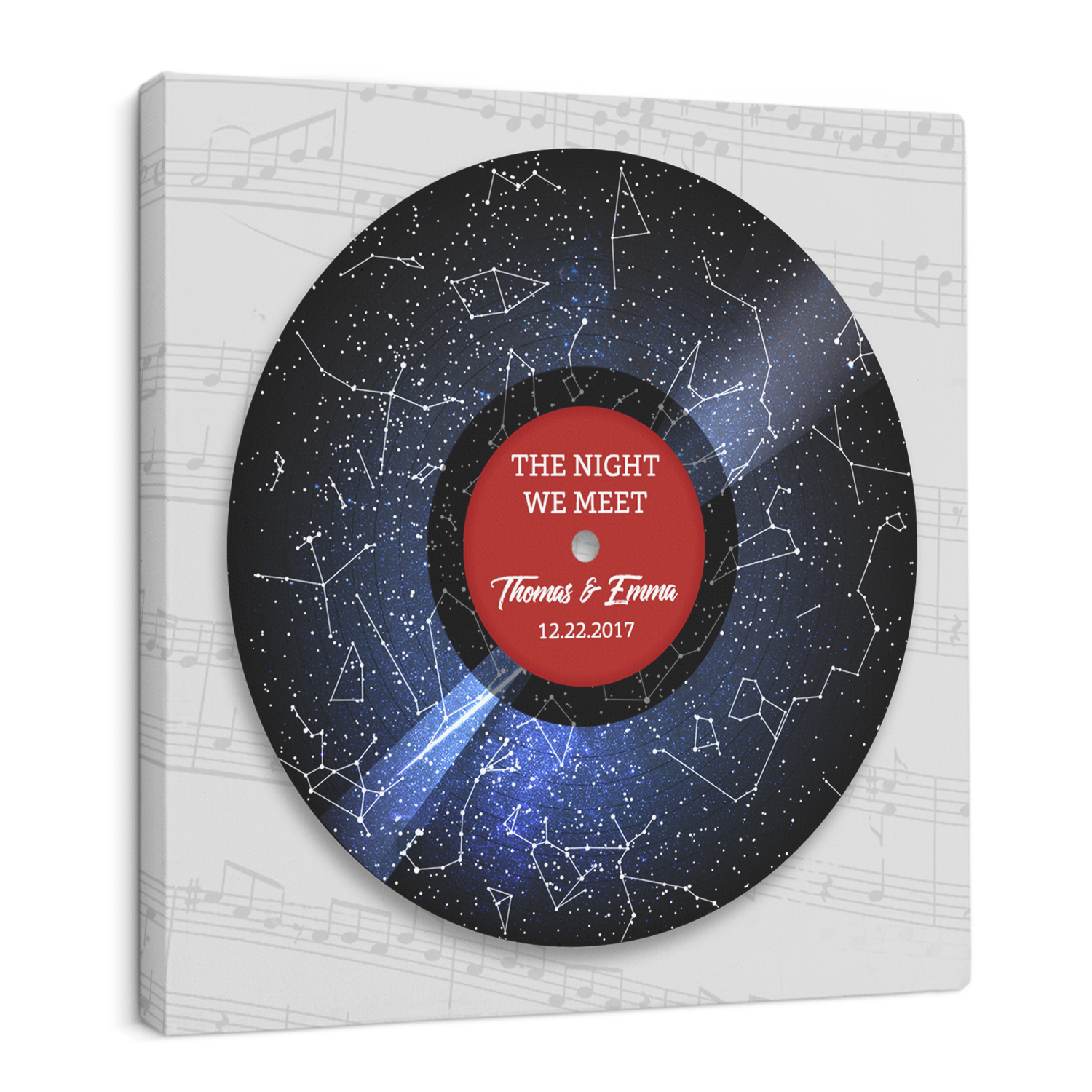 The Night We Meet, Custom Star Map, Customizable Night Sky, CD Player Canvas Wall Art
