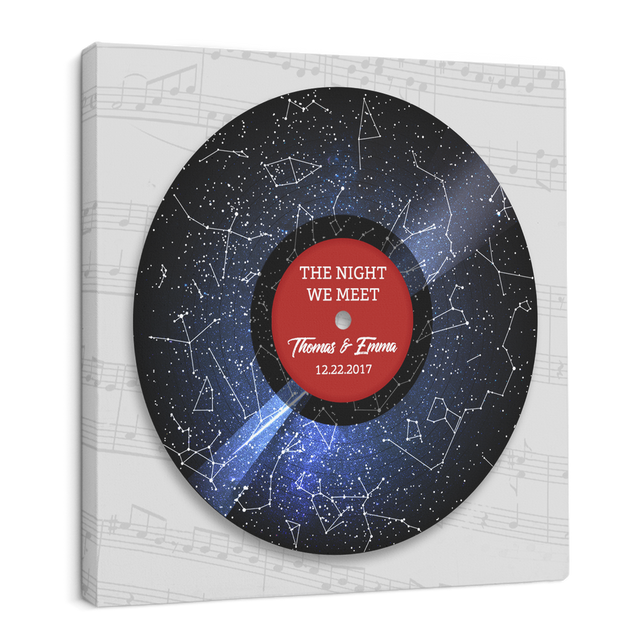 The Night We Meet, Custom Star Map, Customizable Night Sky, CD Player Canvas Wall Art