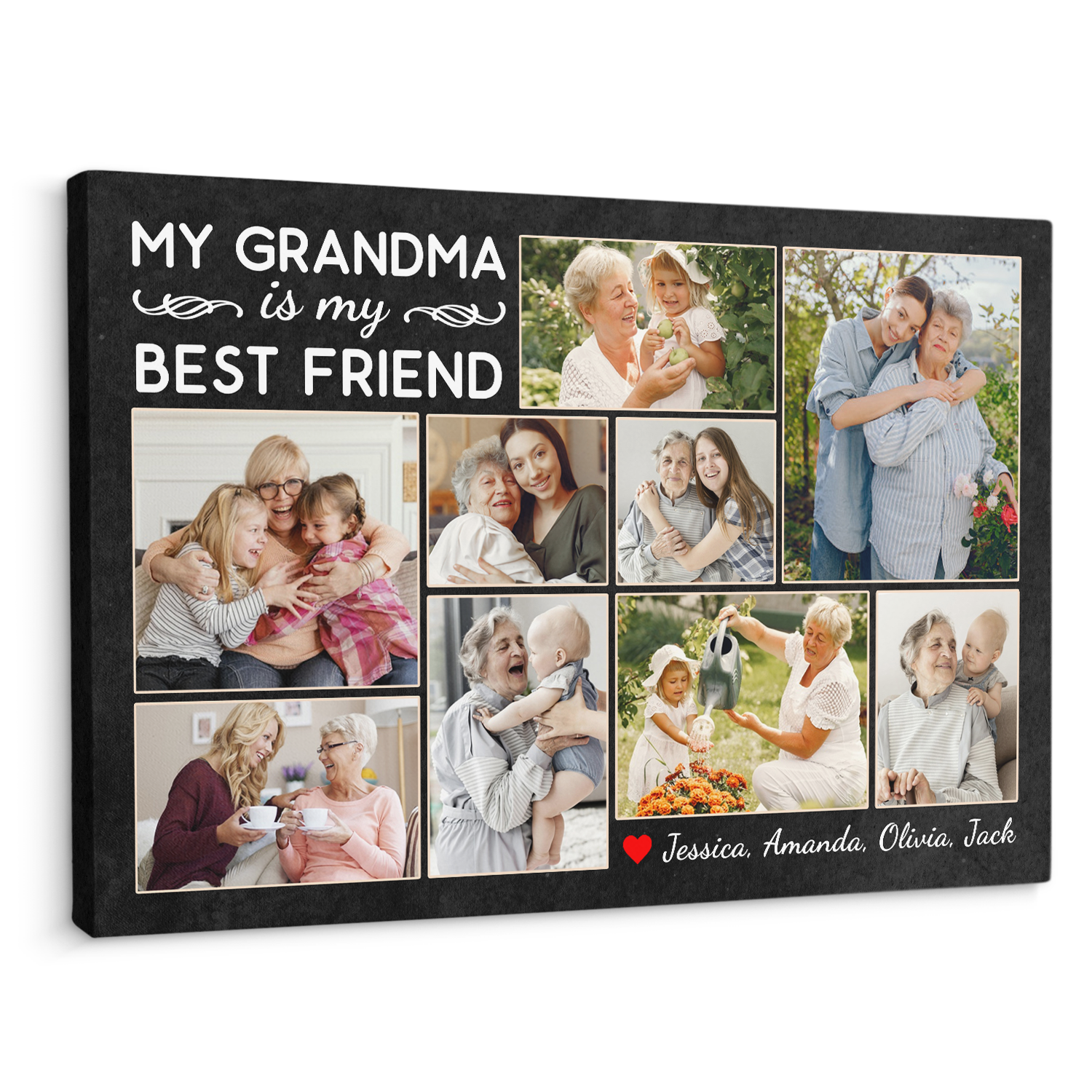 My Grandpa Is My Best Friend, Custom Photo, 9 Pictures, Canvas Wall Art