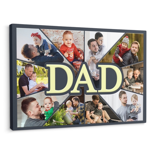 Dad Custom Upload Photo, 10 Pictures Gift For Father's Day Canvas Wall Art
