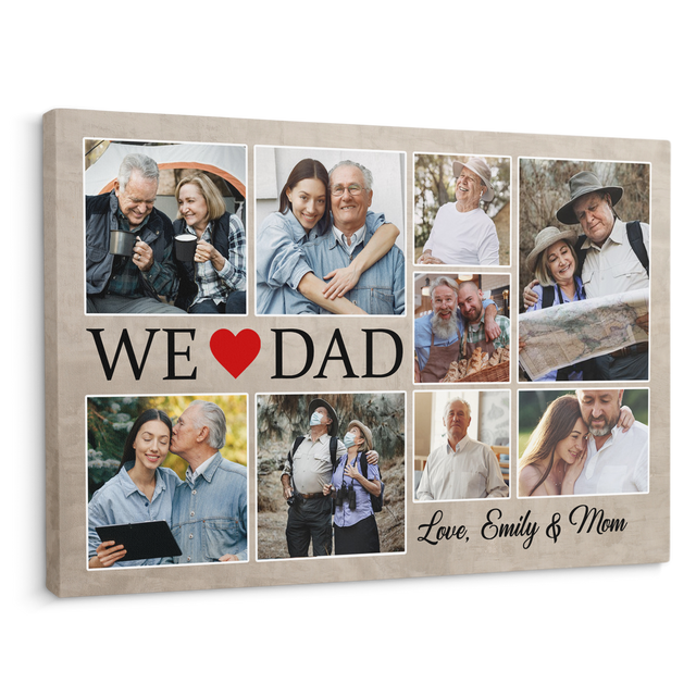 We Love Dad, Custom Photo, 9 Pictures, Canvas Wall Art