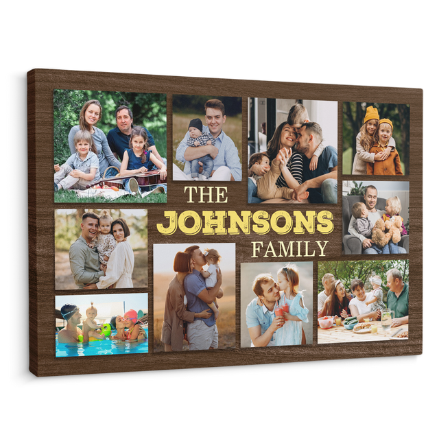 Custom Family Photo, Customizable Name Canvas Wall Art