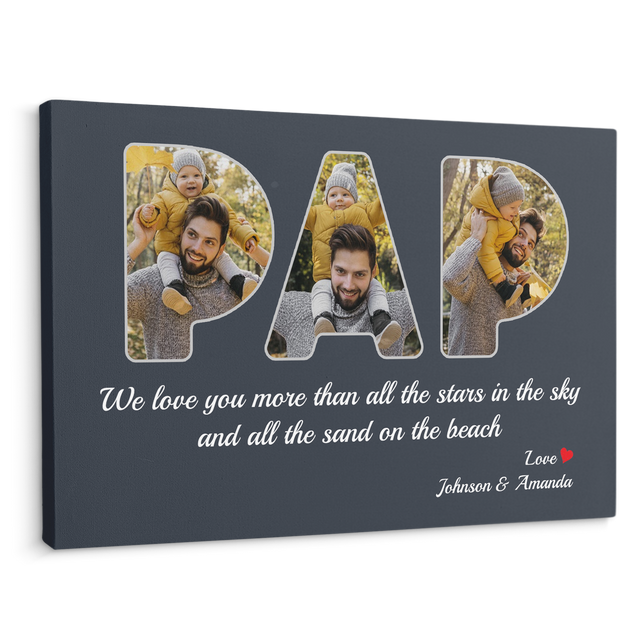 Pap Custom Photo - Customizable Name And Text Canvas Wall Art